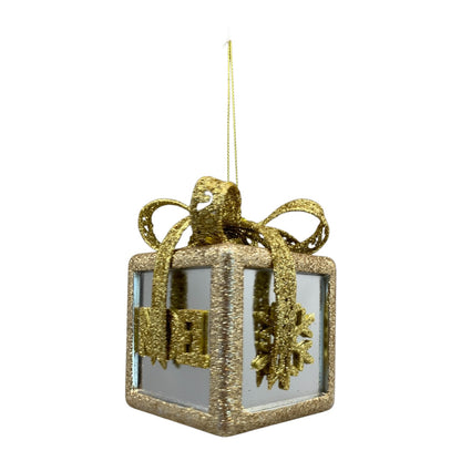 12647 - Gold Noel Xmas Present Ornament 4" |Pod 1-8|