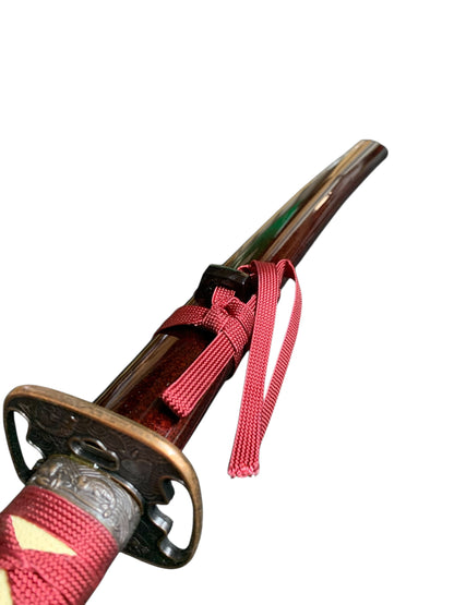 12227 - Burgundy Wakisashi w Copper 27" |3-E Down|