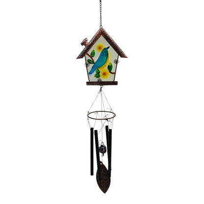 30246 - Glass Birdhouse Windchime |G-10| SENT FOR Prep
