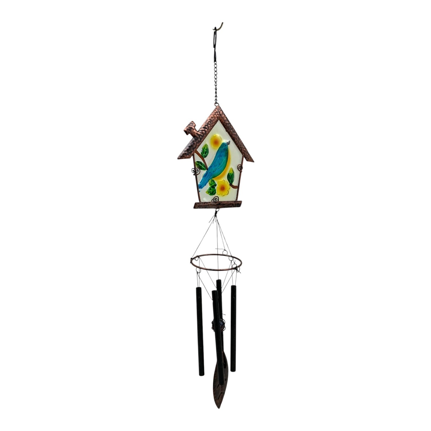 30246 - Glass Birdhouse Windchime |G-10| SENT FOR Prep
