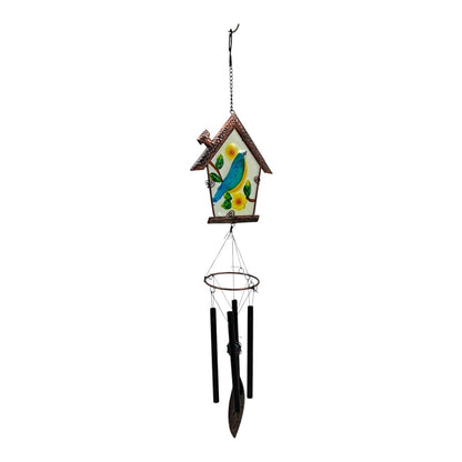 30246 - Glass Birdhouse Windchime |G-10| SENT FOR Prep