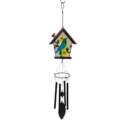 30246 - Glass Birdhouse Windchime |G-10| SENT FOR Prep