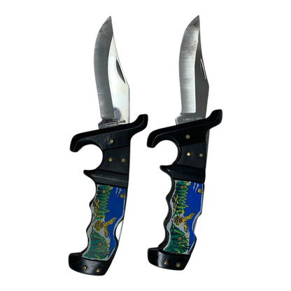 7466 - Set of 2 9" Folding Knife Eagle Mountain Stainless Blade |85|
