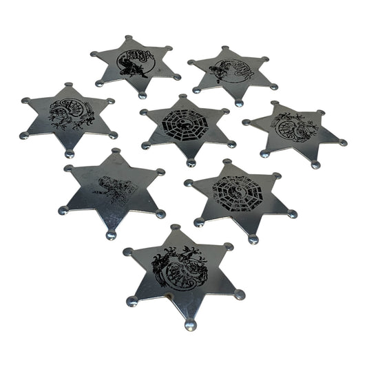 10056 - Set of 8 Pin on Ninja Metal Toy Badges 2.5" |12-25|