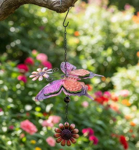 6453 - Vibrant Colorful Metal Butterfly Daisy Outdoor Decoration for Garden 11" |G-7|