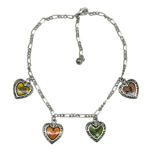 19544 - Silver Hearts Anklet |Clear-126|