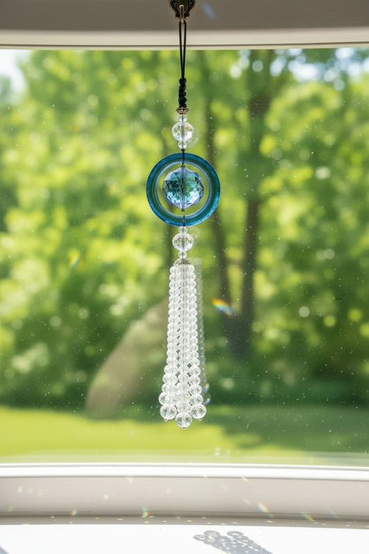 5015 - Blue Glass Hanging Charm - |Clear-87 Store| sent for prep