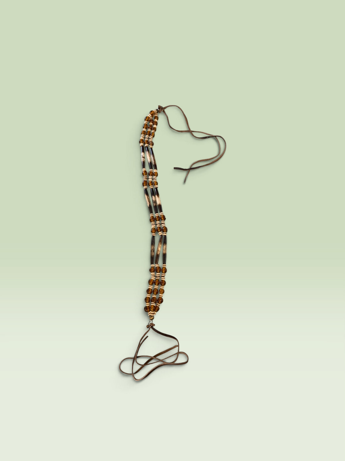 11625 - Brown Beaded Tribal Choker | Clear-156|