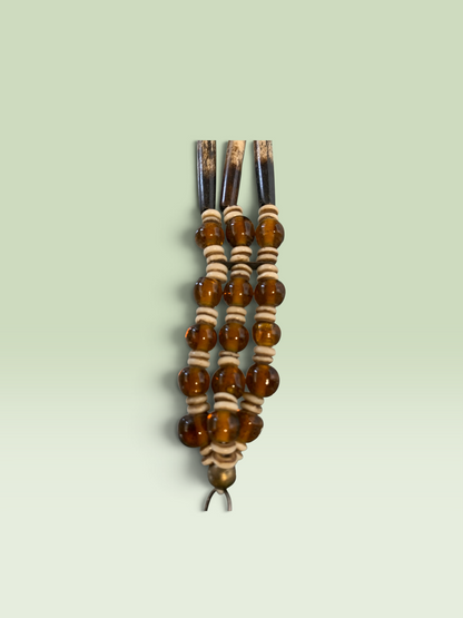 11625 - Brown Beaded Tribal Choker | Clear-156|