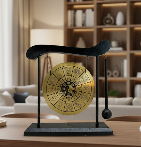 9023 - 7.5" Zen Art Brass Gong With Zodiac Animals |Pod 3|