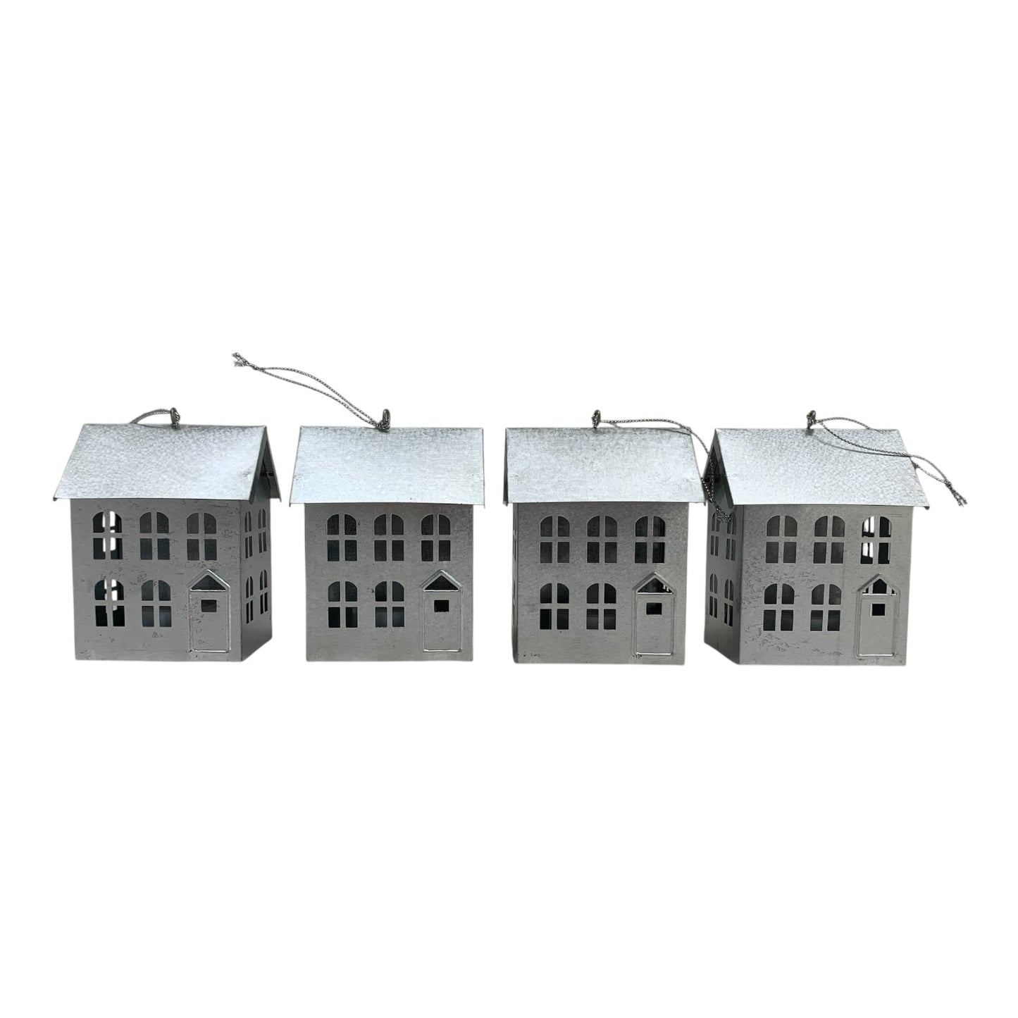 48353 - Set of 4 Decorative Metal House Ornaments 3.5" |TBD|