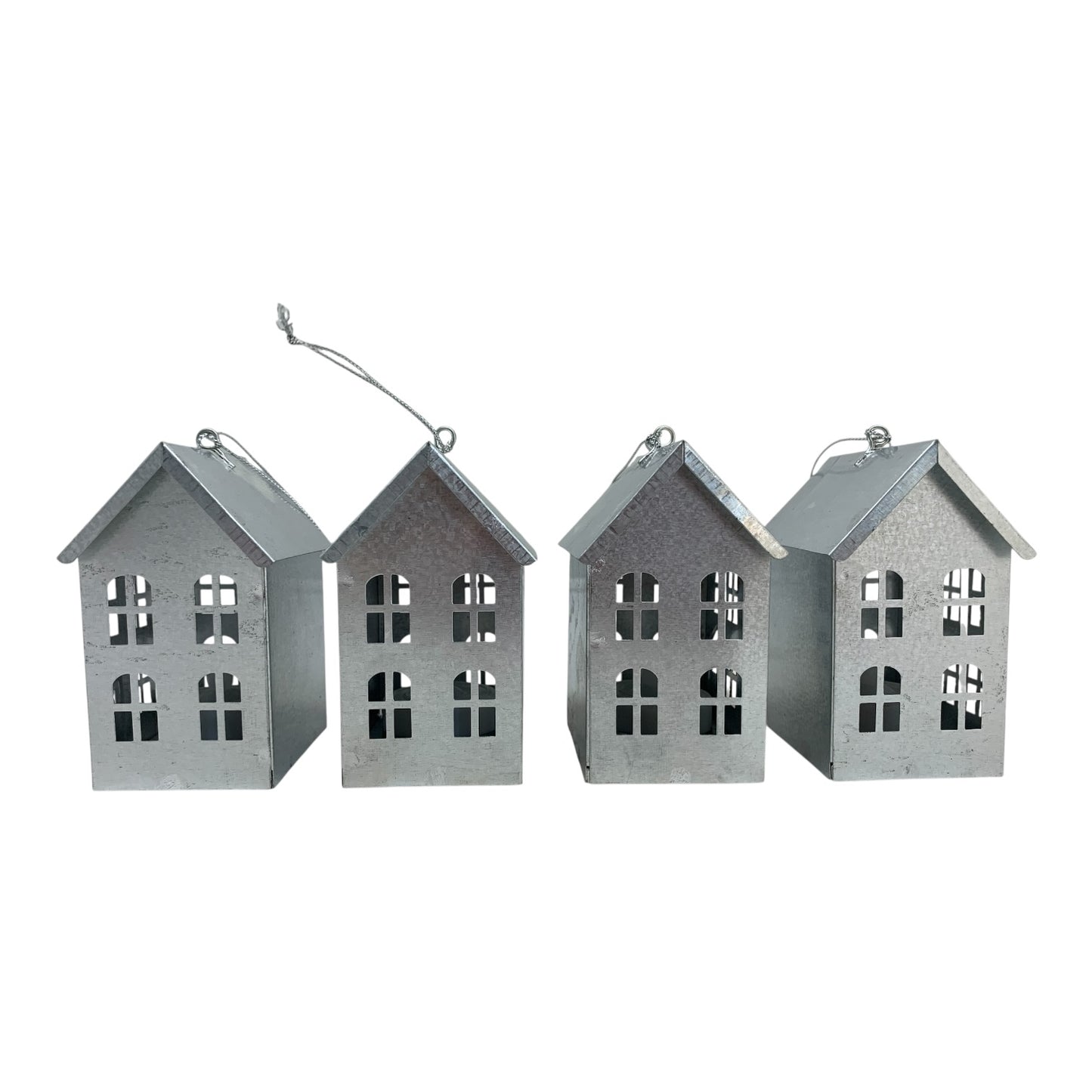 48353 - Set of 4 Decorative Metal House Ornaments 3.5" |TBD|