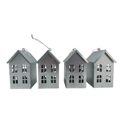 48353 - Set of 4 Decorative Metal House Ornaments 3.5" |TBD|