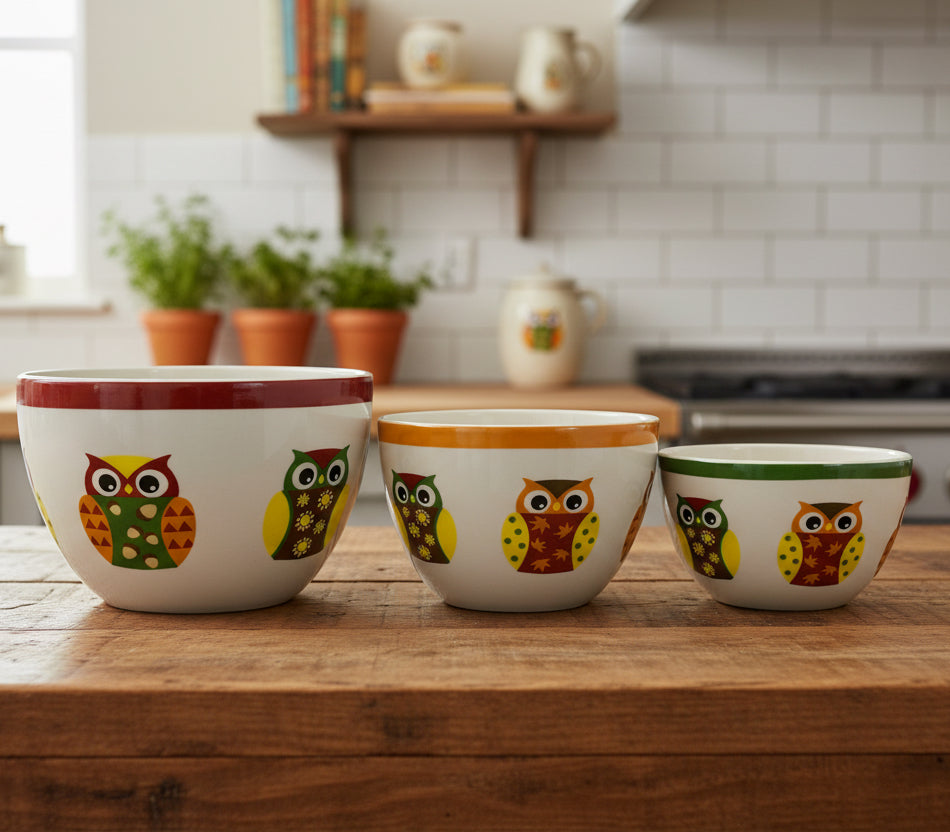 48407 - Owl Bowl Kitchen Pack of Three |10-15|