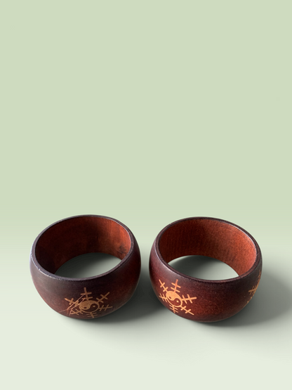 11991 - Bracelet Wooden 4"  Set of Two |Clear-42|