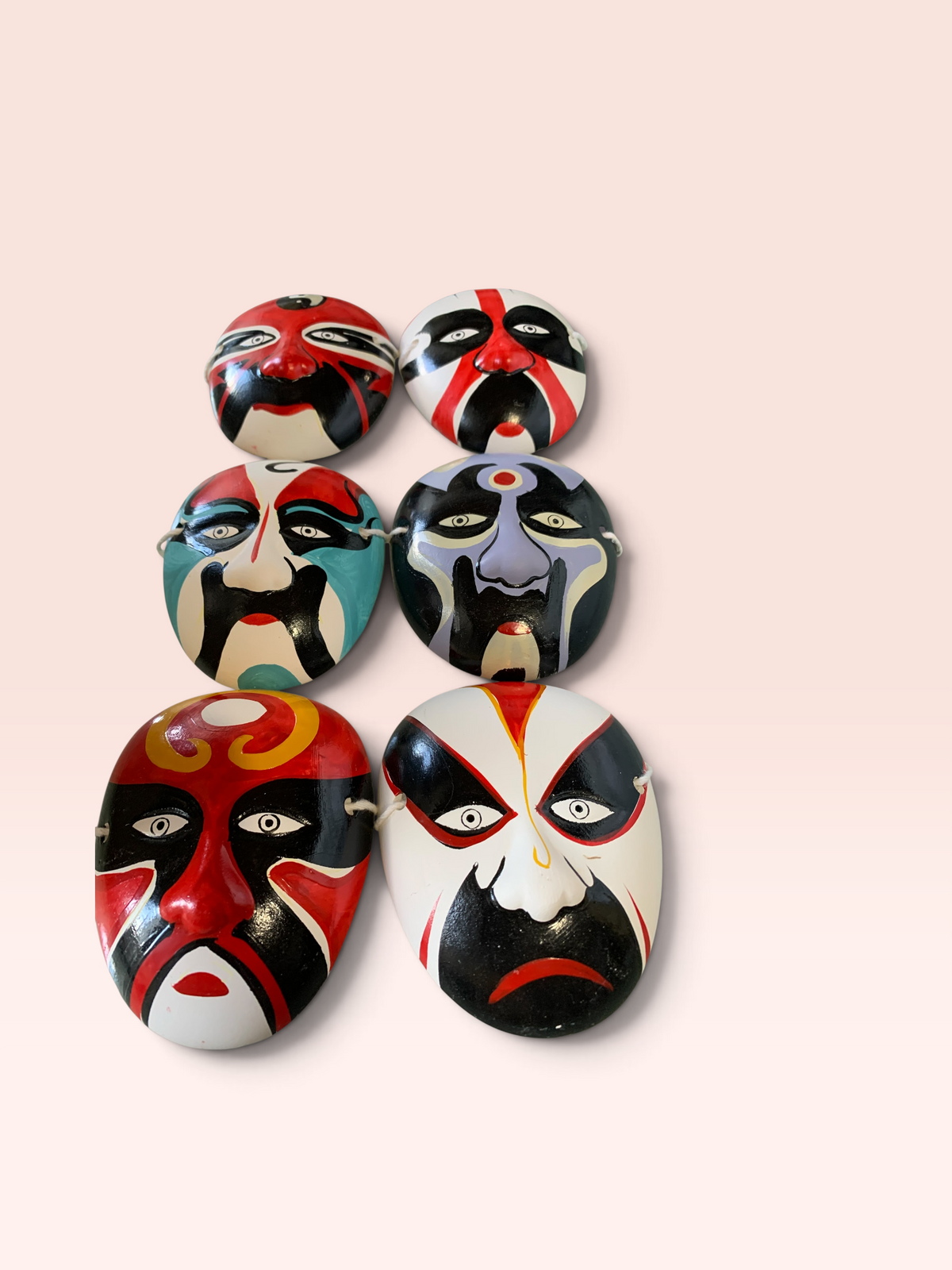 5440 - Set of Six Assorted 4" Masks Ceramic |21-18| |8-15|