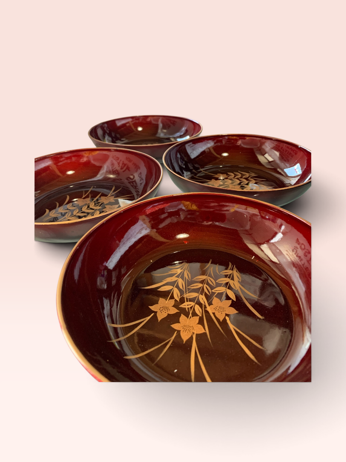 10064 - 7 pc Black Lacquer Salad Bowl Set |A-18|