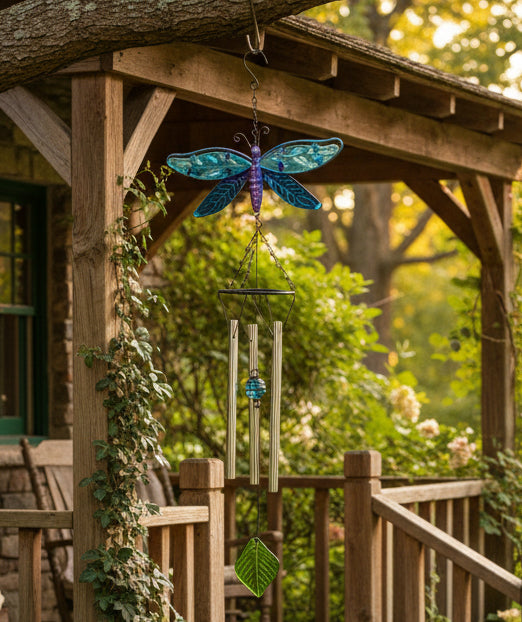 36441 - Glass & Metal Blue Butterfly Chimes 25" |TBD|