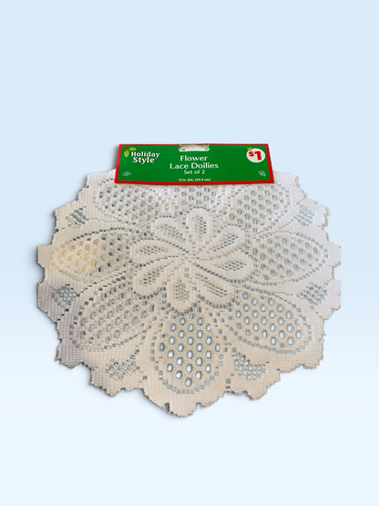 11046 - 12" White Lace Doily Set of 2 |8-18|