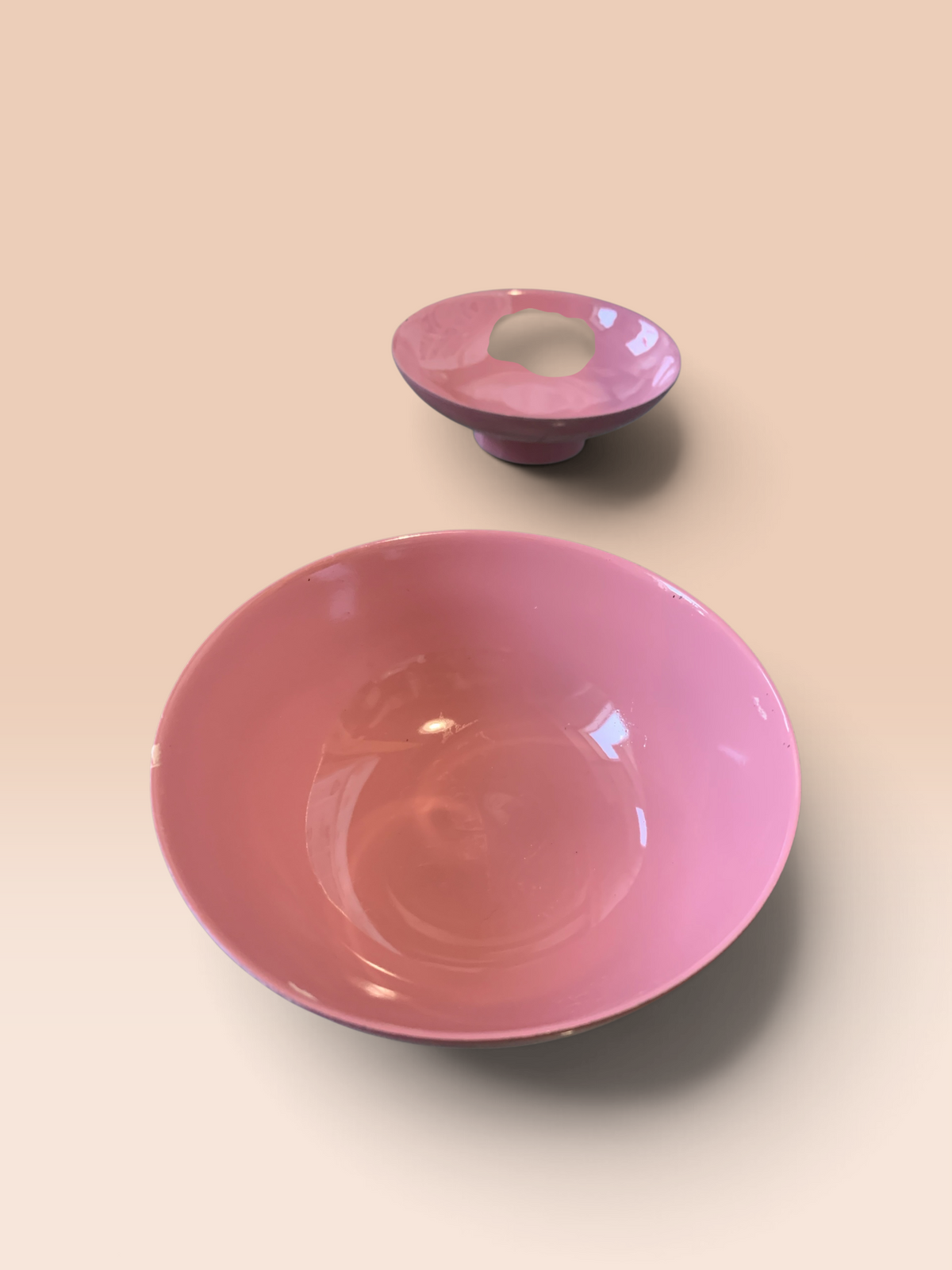 14777 - Set of 4 Bowls Lacquerware Pink with Gold Paint 4" |23-1|