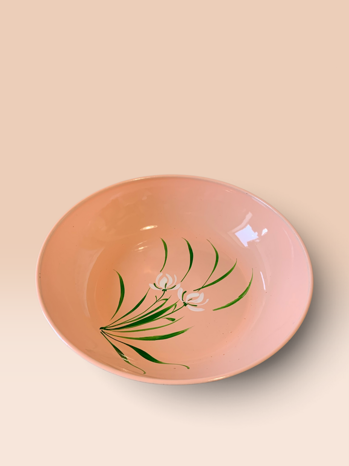 1011 - 6 Piece Lacquerware Pink Salad Serving Set with Flowers |11-18|