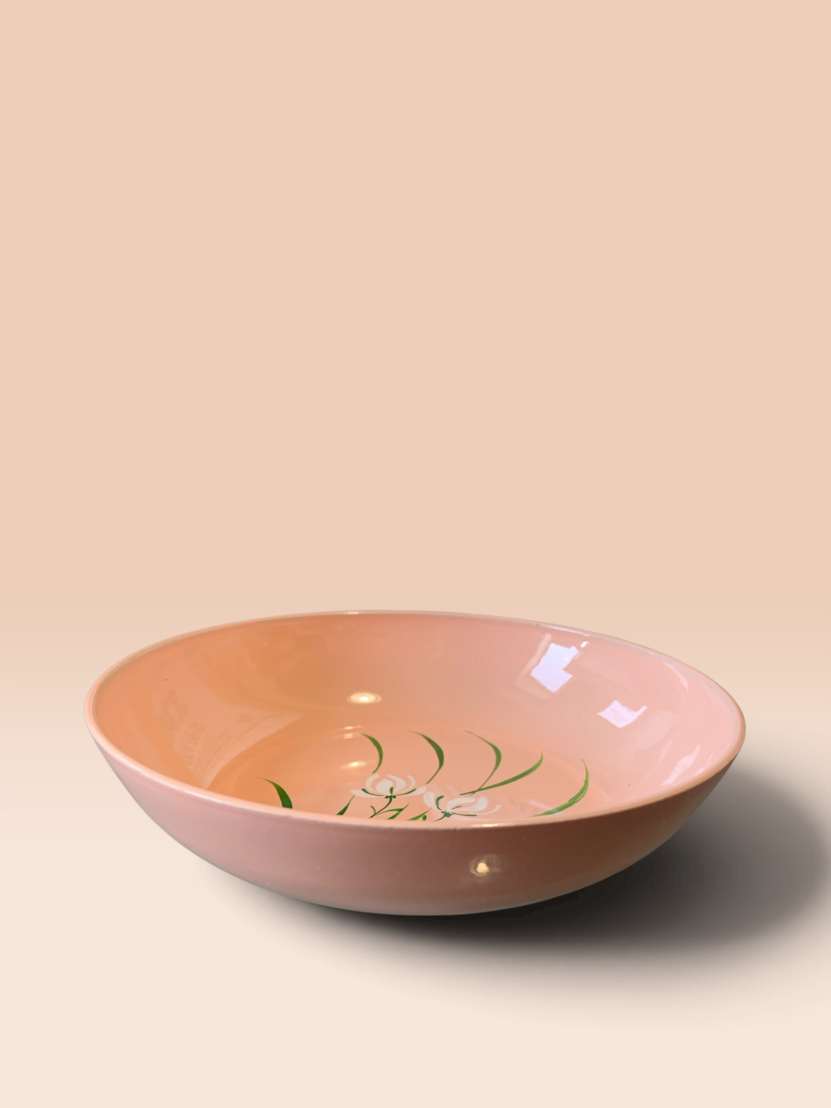 1011 - 6 Piece Lacquerware Pink Salad Serving Set with Flowers |11-18|