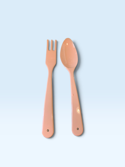1011 - 6 Piece Lacquerware Pink Salad Serving Set with Flowers |11-18|