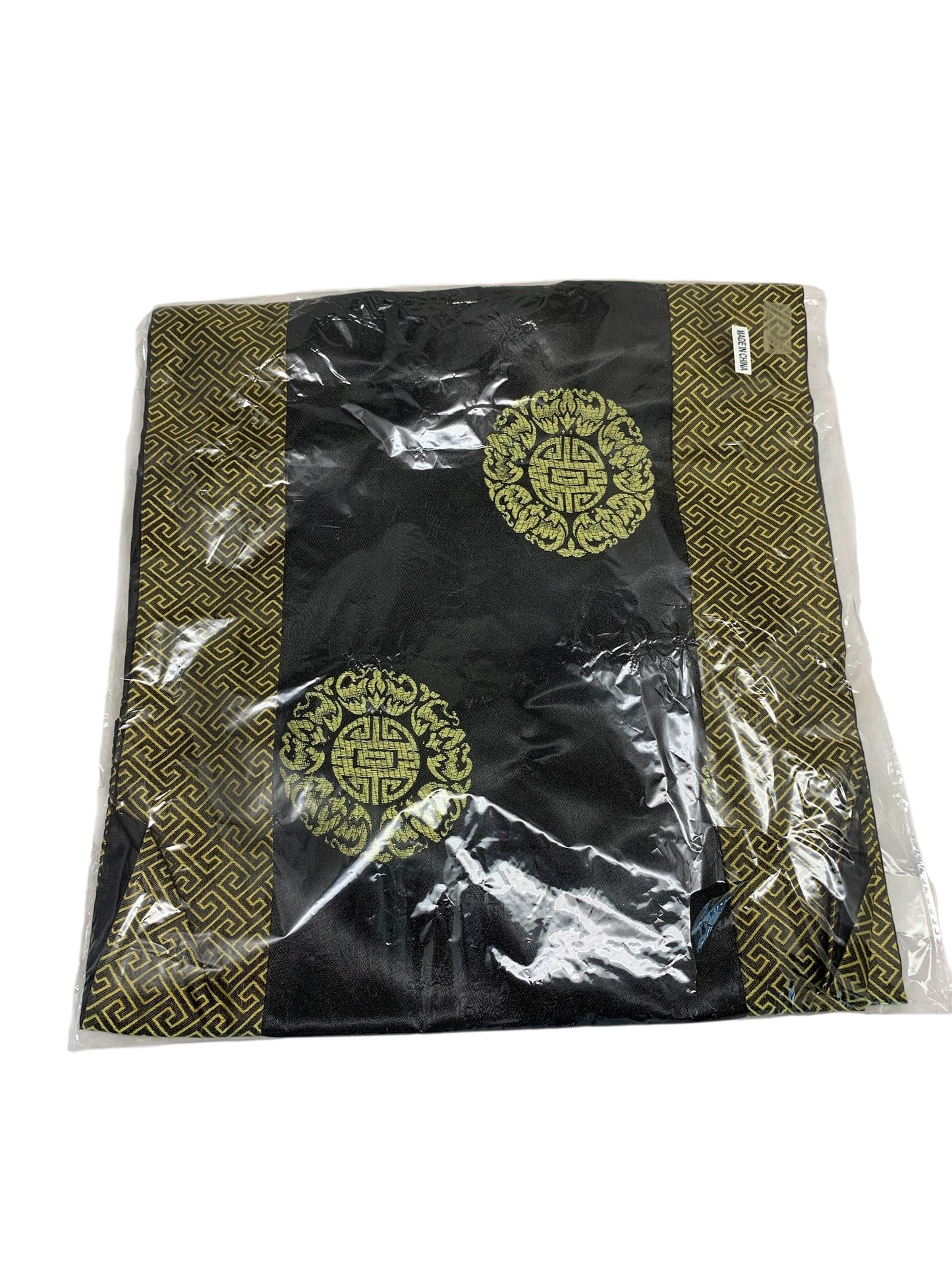 17143 - 74" Black Gold Embroidery Satin Table Runner |22-1|