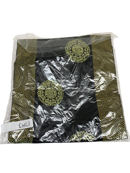 17143 - 74" Black Gold Embroidery Satin Table Runner |22-1|