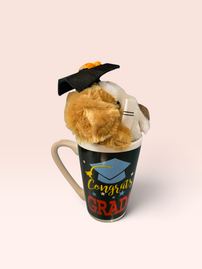 26208 -8" Puppy Plush Graduation Mug Set - |23-1| Top