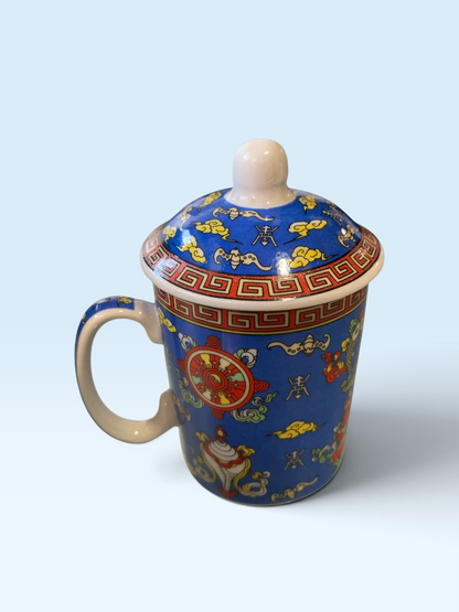 8573 - Small Teacup 3" with Lid Blue -|23-2|