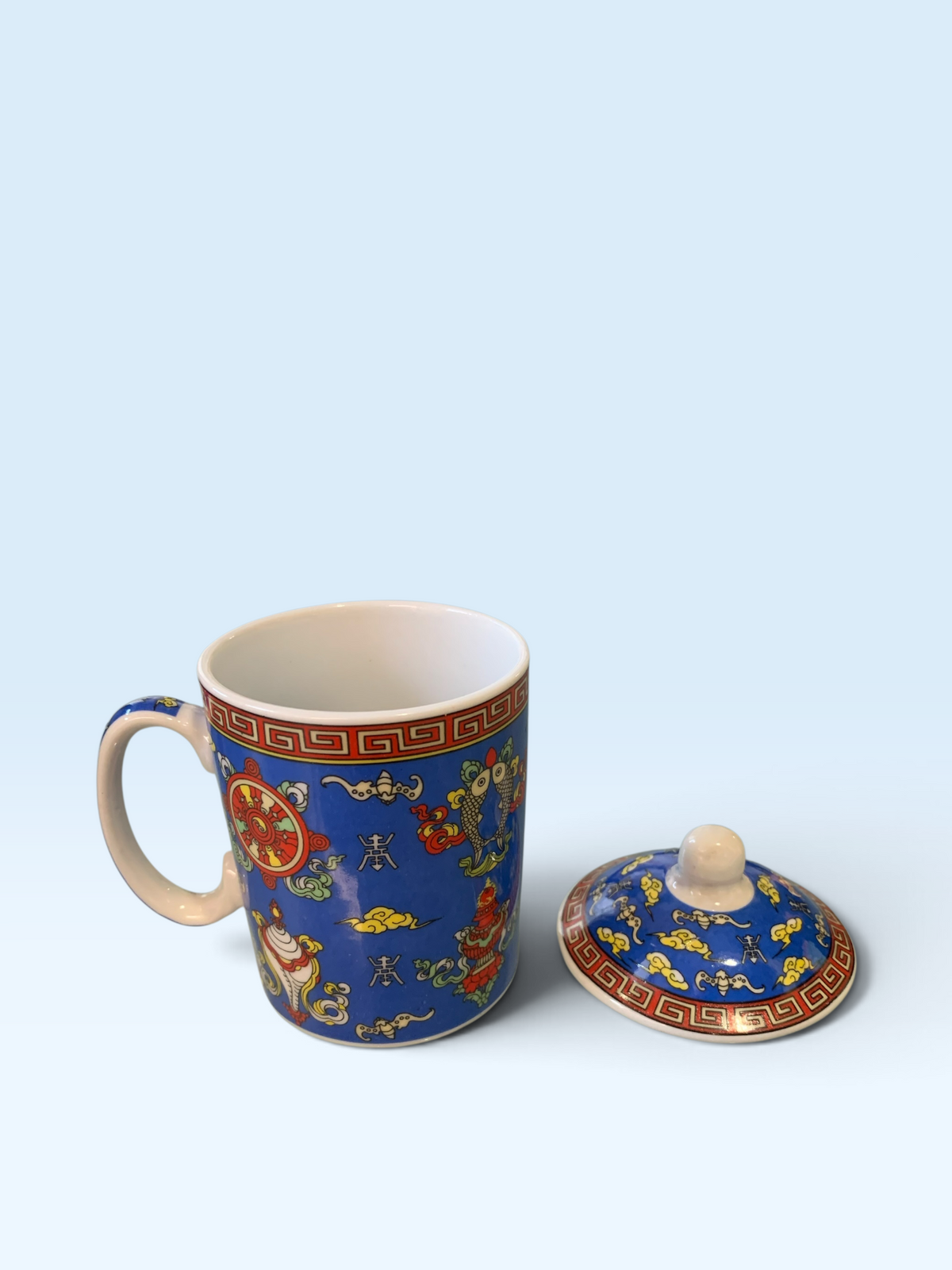8573 - Small Teacup 3" with Lid Blue -|23-2|