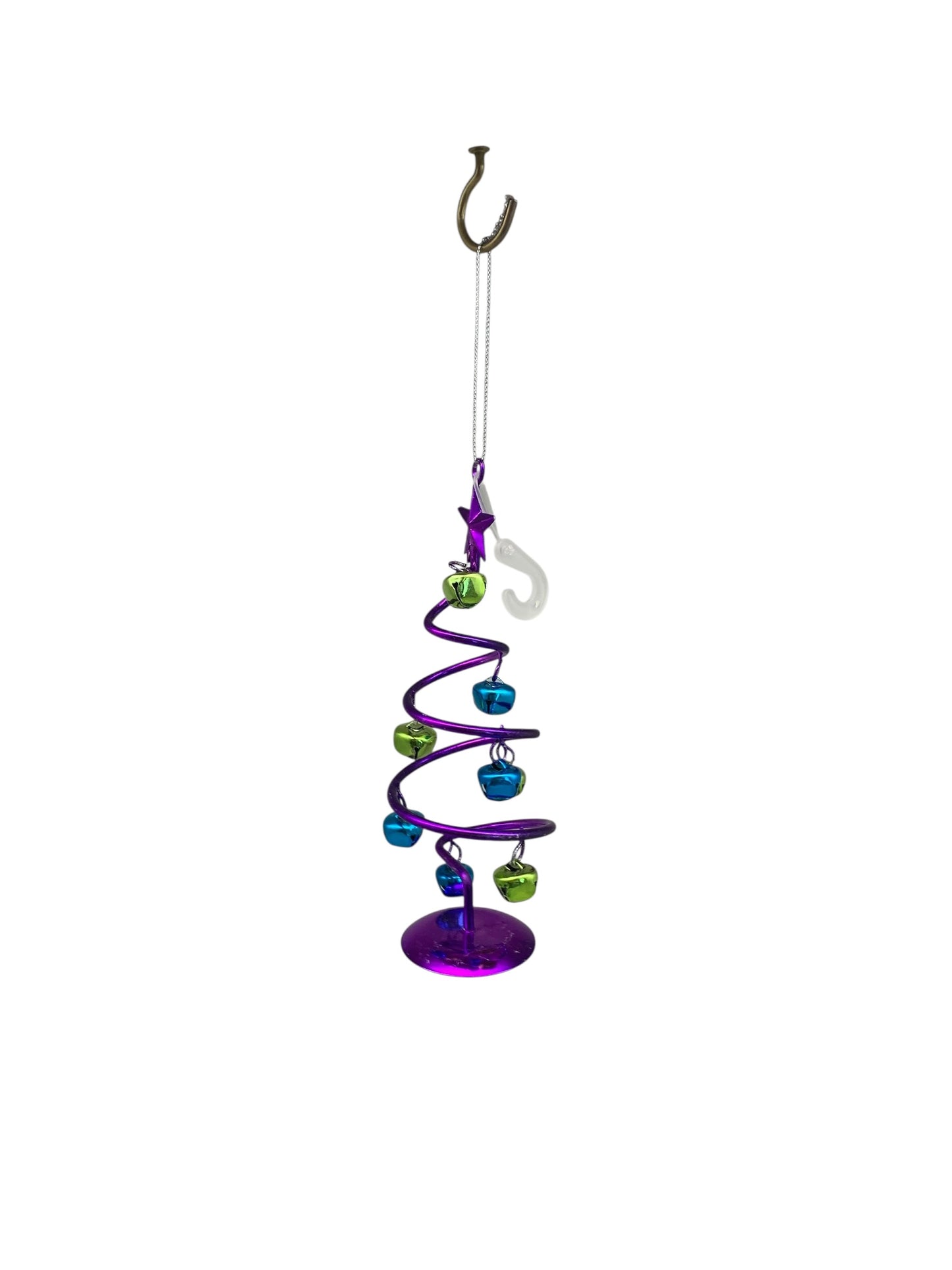 23969 - Set of Two Purple Xmas Tree w/ Bells Ornament 6" |Pod 2-61|