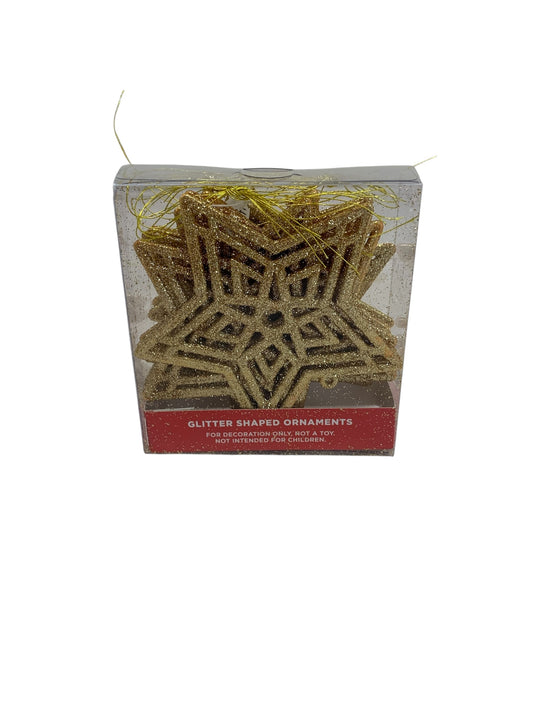 13216 - 2 Sets of 12 Glitter Silver and Gold Snowflake Ornaments |Pod 2-65|