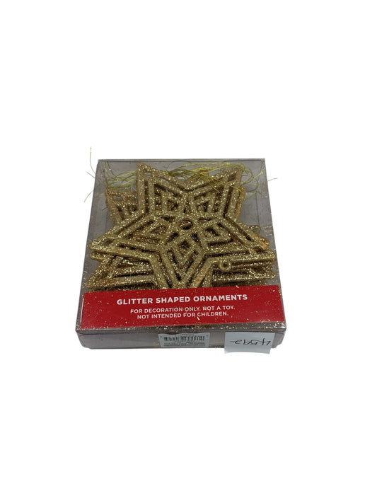 13216 - 2 Sets of 12 Glitter Silver and Gold Snowflake Ornaments |Pod 2-65|