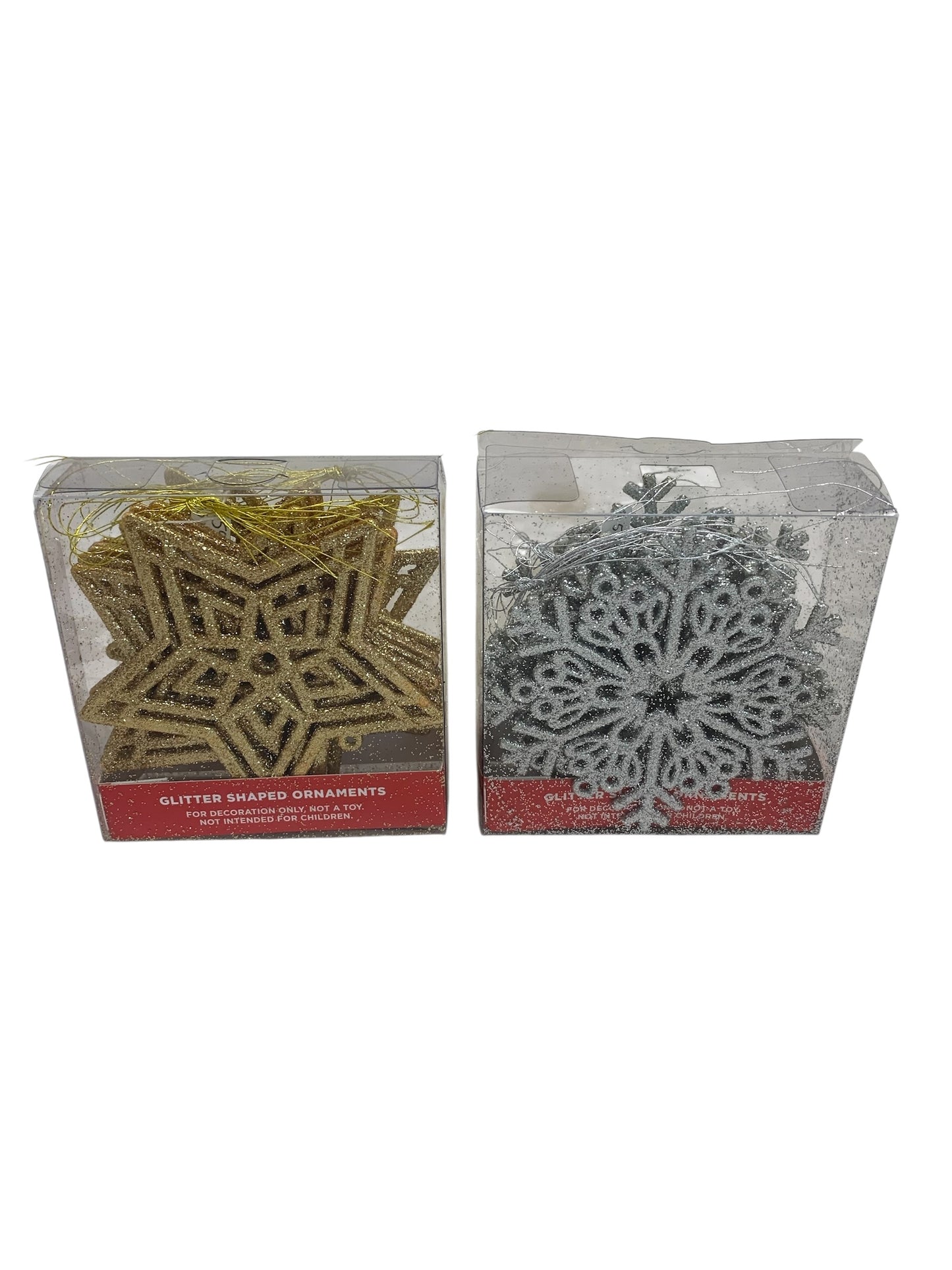 13216 - 2 Sets of 12 Glitter Silver and Gold Snowflake Ornaments |Pod 2-65|