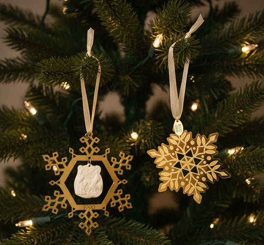 8663 - Set of 2 Golden Snowflakes Ornaments Set 5" |TBD|