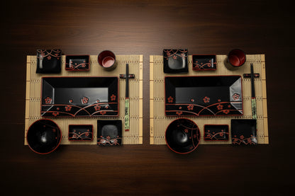 37060 - Japanese Style Dinner Set Black and Red 13" |TBD|