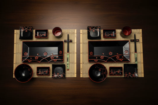 37060 - Japanese Style Dinner Set Black and Red 13" |TBD|