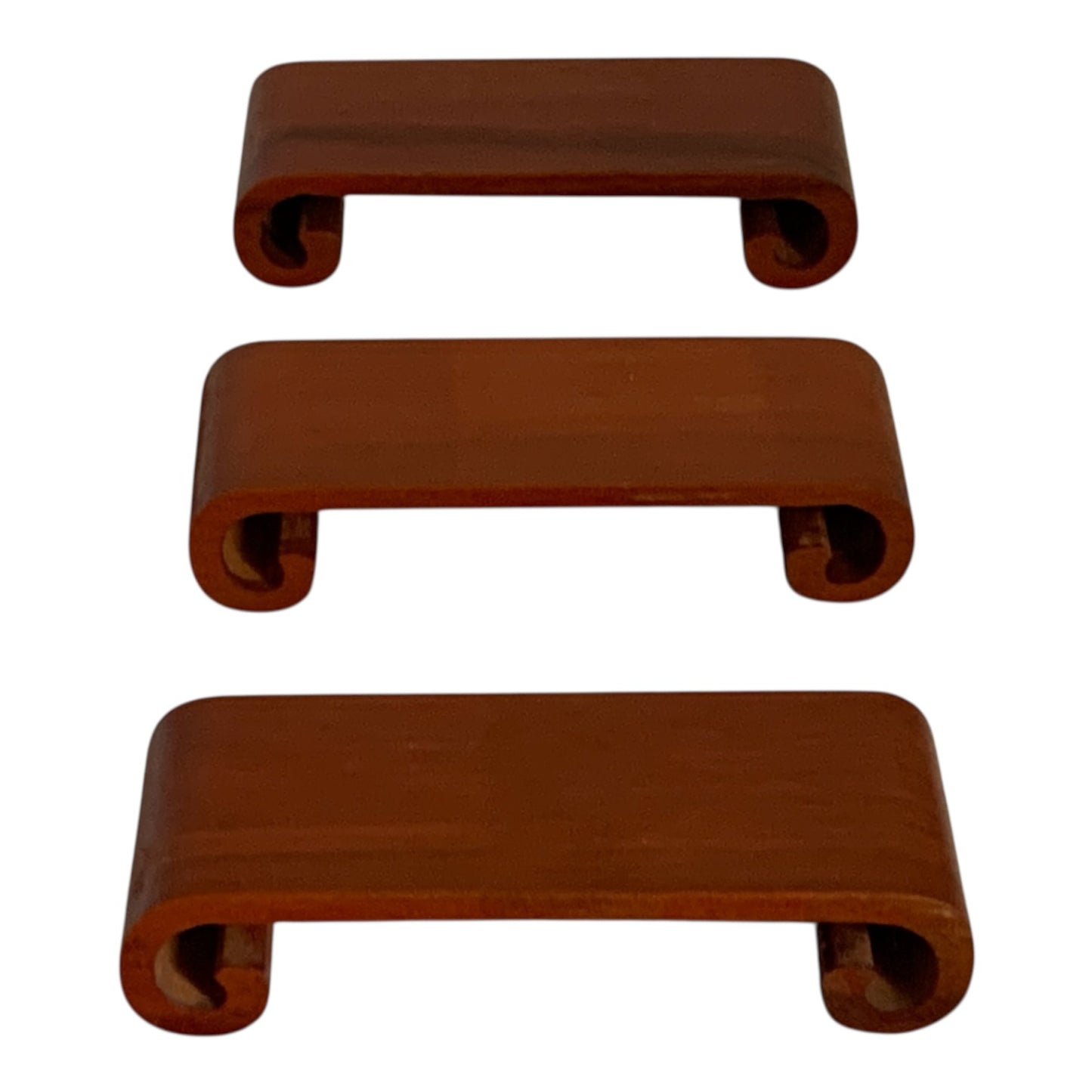 48358 - Set Of 3 - 4 Inch Red Wood Display Stand with Curved Legs |12-29|