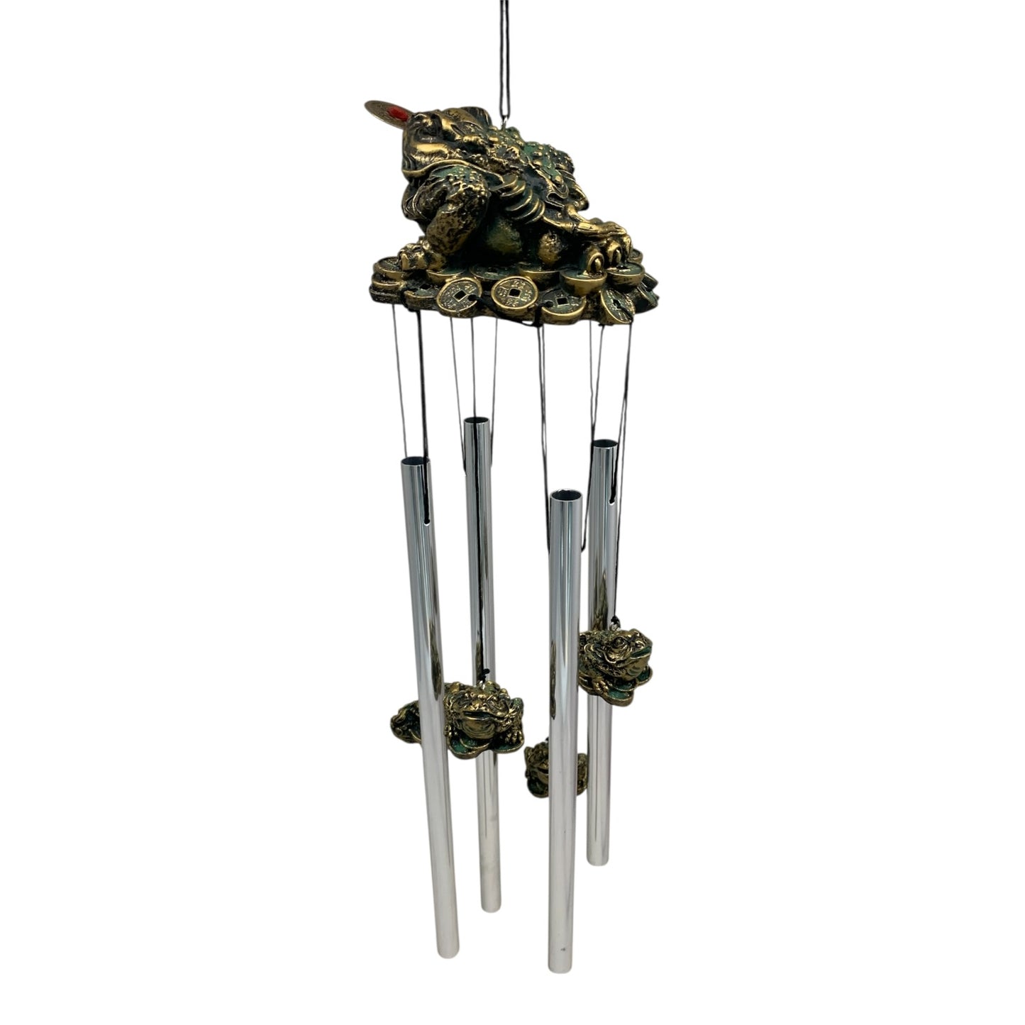 14427 - Windchime Resin Soapsstone Money Frog For Good Luck And Wealth 18" |G-12|