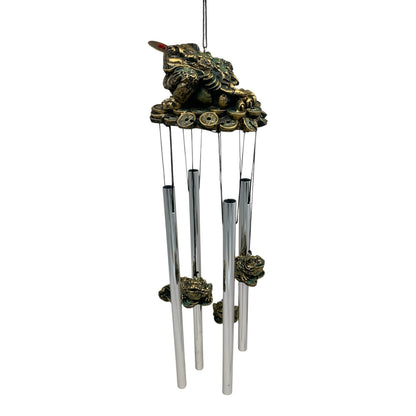 14427 - Windchime Resin Soapsstone Money Frog For Good Luck And Wealth 18" |G-12|