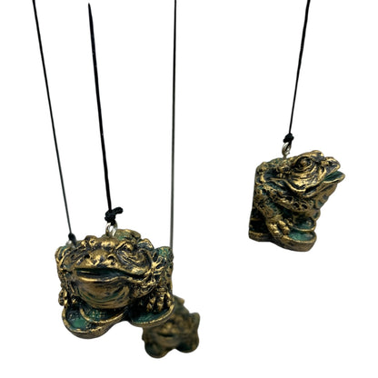 14427 - Windchime Resin Soapsstone Money Frog For Good Luck And Wealth 18" |G-12|