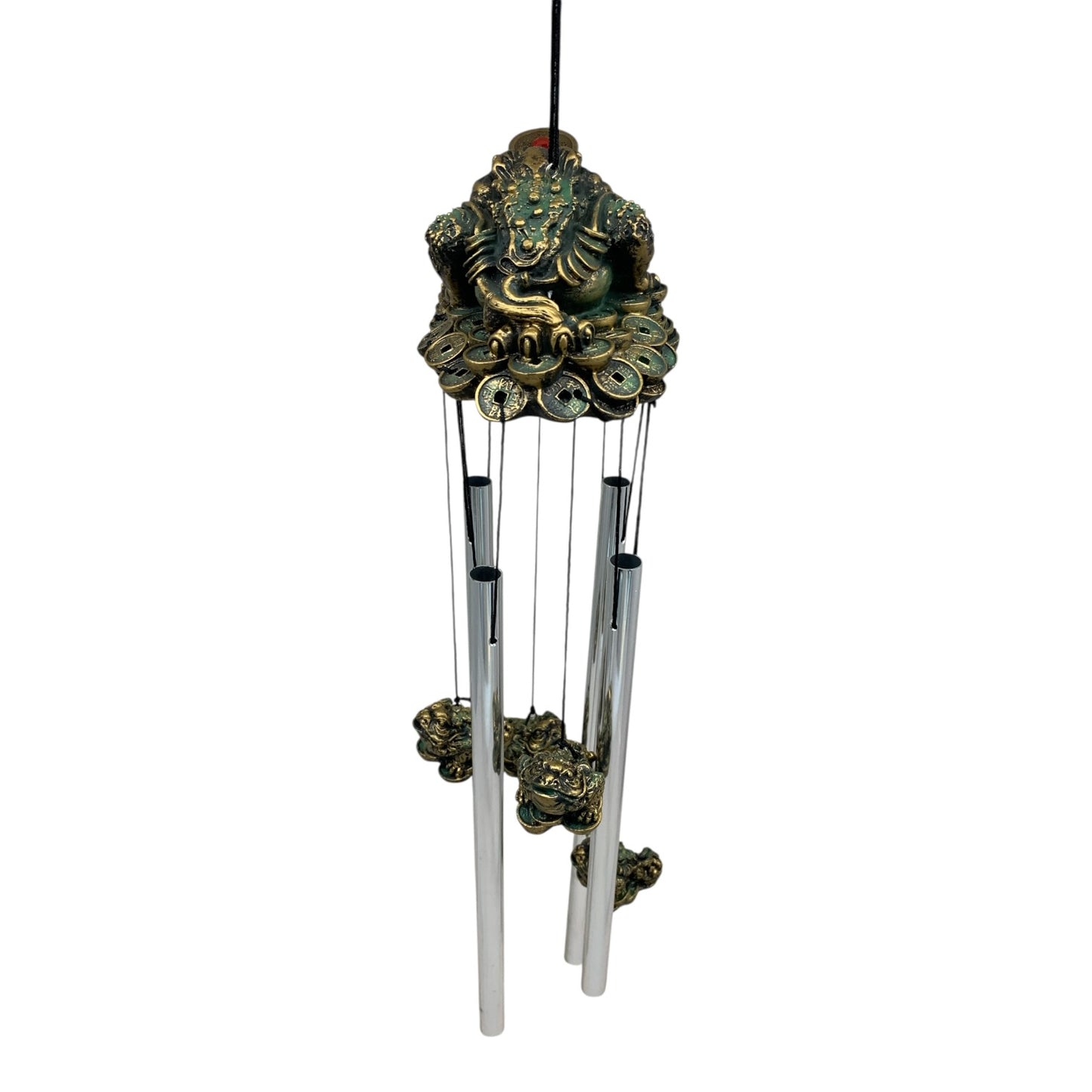14427 - Windchime Resin Soapsstone Money Frog For Good Luck And Wealth 18" |G-12|