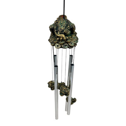 14427 - Windchime Resin Soapsstone Money Frog For Good Luck And Wealth 18" |G-12|