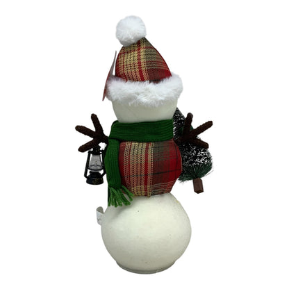 32955 - 12" Christmas Cabin Snowman With Lantern |Pod 2-44|