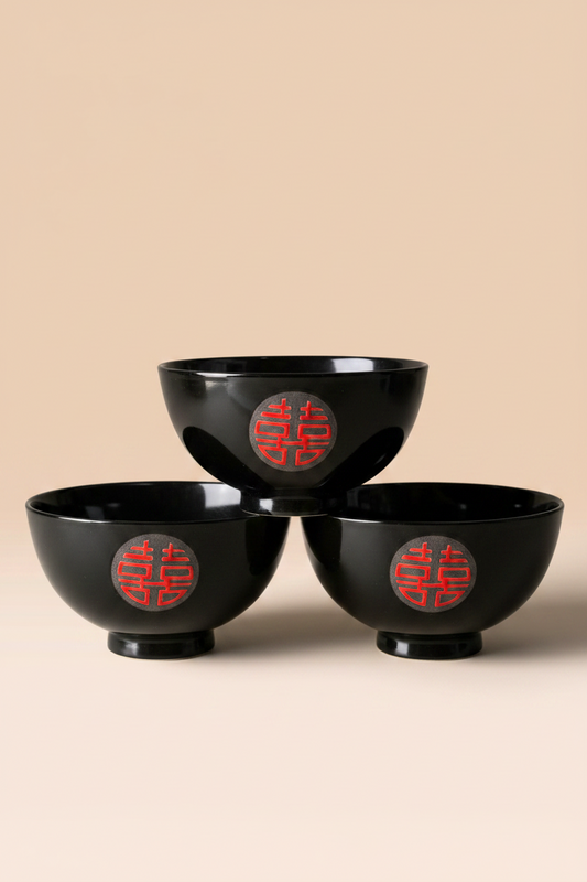 32536 - Set of Three Asian Black & Red Bowl 4" |TBD|