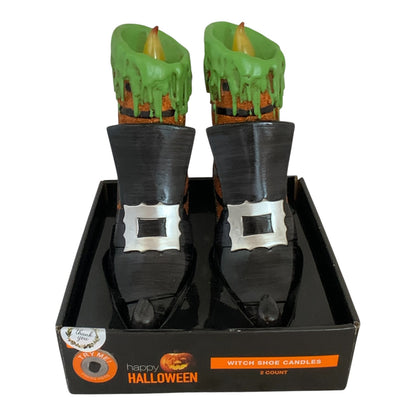 28372 - Witch Shoe 6" Flameless Candles Set of 2 |Pod 2-26|