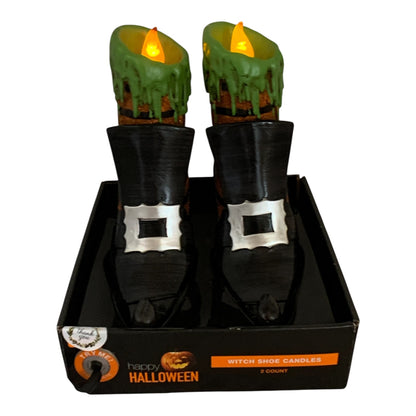 28372 - Witch Shoe 6" Flameless Candles Set of 2 |Pod 2-26|
