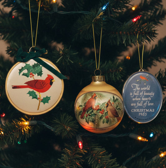 48373 - 4" Hallmark Time For Love 1990 Cardinal Christmas Ornaments Set Of 3 |TBD|